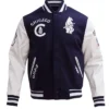 Chicago Cubs Retro Classic Navy Blue And White Varsity Jacket