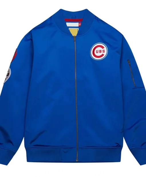 Chicago Cubs Vintage Logo Lightweight Royal Bomber Jacket