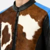Cowhide Blue Dyed Calf Hair Jacket For Men
