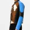 Cowhide Blue Dyed Calf Hair Jacket For Mens