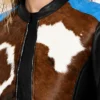 Cowhide Blue Dyed Calf Hair Jacket For Women