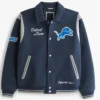 Detroit Lions Defend The Den Navy Blue Varsity Jacket