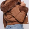 Liz Caribel Sierra Dope Thief Season 01 Sherry Brown Fur Trim Quilted Puffer Jacket