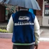 Seattle Seahawks 50th Season Blue And White Varsity Jacket