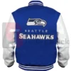 Seattle Seahawks 50th Season Leather Sleeves Blue Varsity Jacket