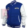Seattle Seahawks 50th Season Varsity Jacket - White Sleeves