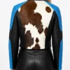 Women Cowhide Blue Dyed Calf Hair Jacket