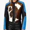 Womens Cowhide Blue Dyed Calf Hair Jacket