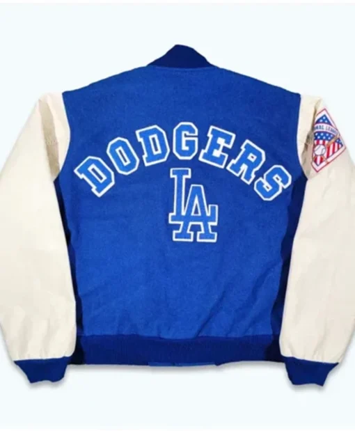 Buy Now 80’s Los Angeles Dodgers Blue And OFF-White Varsity Jacket For Men And Women