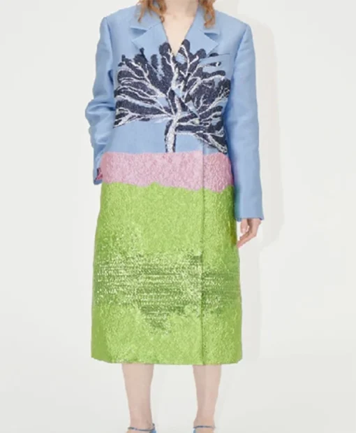 Buy Now Chelsea Hamilton TV Series Beyond the Gates 2025 RhonniRose Mantilla Colorblock Tree Print Coat For Unisex