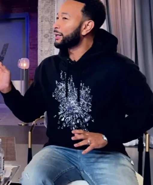 Buy Now John Legend TV-Series The Voice Season 27 Black Embroidered Pullover Hoodie For Unisex