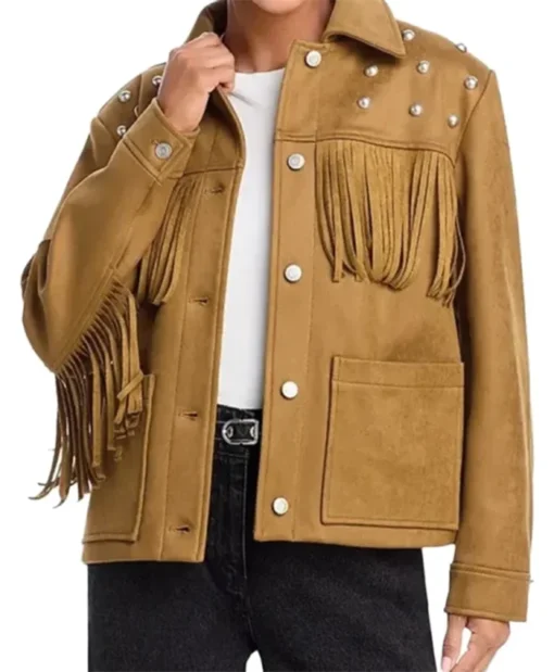 Buy Now Julianne Nicholson TV Series Hacks Season 04 Dance Mom Brown Fringe Suede Leather Jacket For Unisex