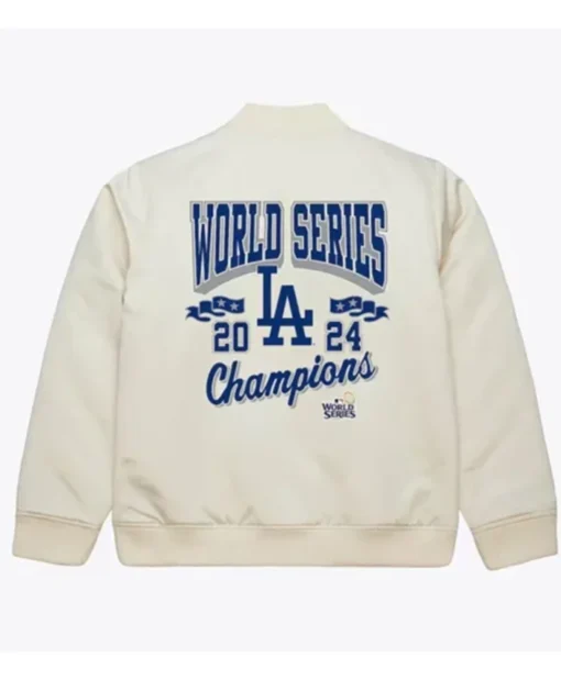 Buy Now LA Dodgers World Series Champions Cream Bomber Jacket For Unisex