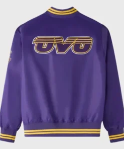 Buy Now Los Angeles Lakers OVO Full-Snap Purple Letterman Varsity Jacket For Unisex