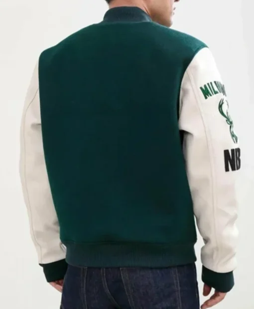 Buy Now Milwaukee Bucks Green And White Letterman Varsity Jacket For Men And Women