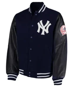 Buy Now NY Yankees Aaron Boone Navy Blue And Black Varsity Jacket For Men And Women