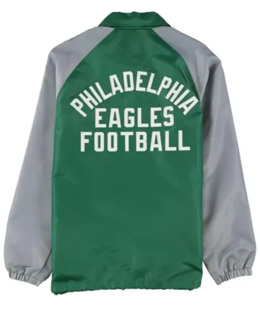 Buy Now Philadelphia Eagles Throwback Logo Green And Grey Jacket For Men And Women