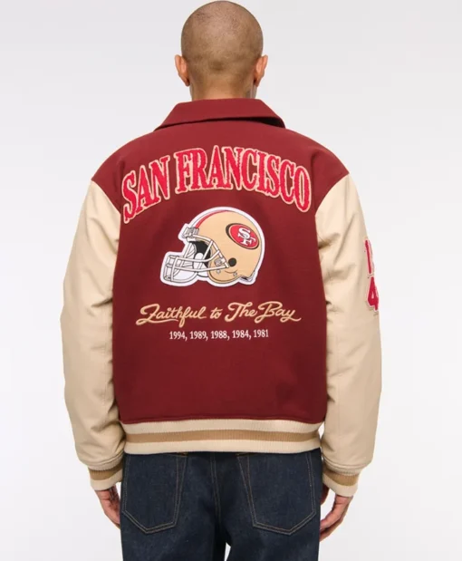 Buy Now San Francisco 49ers Red And OFF-White Varsity Jacket For Men And Women