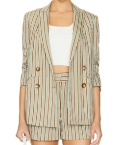 Buy Now Skye Townsend TV Series The Neighborhood Season 07 Courtney Grey With Brown Striped Blazer For Unisex