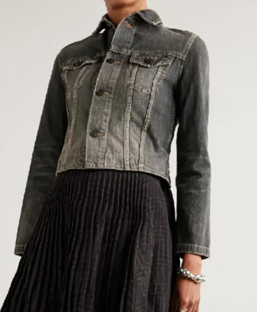 Buy Now The Voice Season 27 Sheryl Crow Grey Back Lace-up Denim Jacket For Men And Women