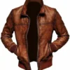 Cafe Racer Brown Wax Leather Jacket