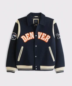 Denver Broncos Navy Blue Varsity Jacket