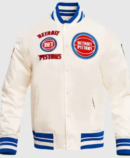 Detroit Pistons Classic Retro White Varsity Jacket