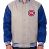 Detroit Pistons Gray And Blue Poly Varsity Jacket