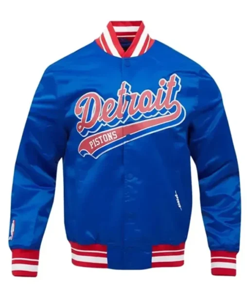 Detroit Pistons Script Blue Varsity Jacket