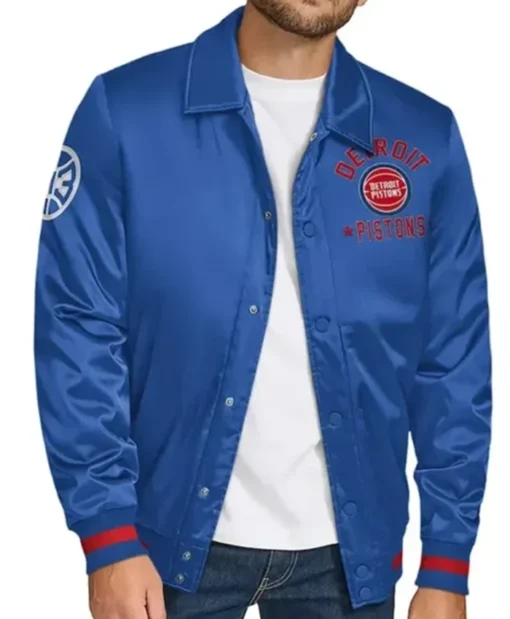 Detroit Pistons Stitch Applique Blue Varsity Jacket