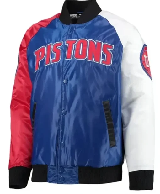 Detroit Pistons Tricolor Remix Varsity Jacket