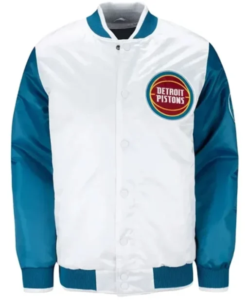 Detroit Pistons Ty Mopkins Teal And White Varsity Jacket