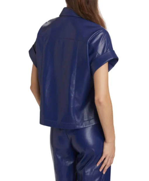 E! News 2025 Kristen Kish Blue Leather Shirt