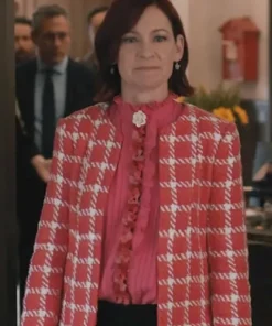 Elsbeth S02 Carrie Preston Houndstooth Pink Jacket