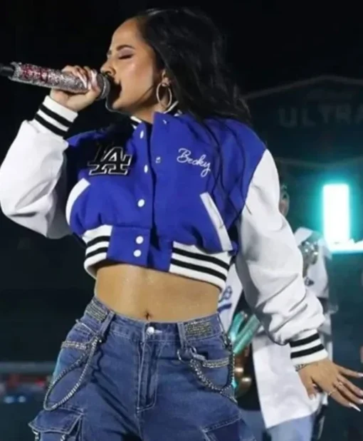 LA Becky G Cropped Letterman Varsity Jacket