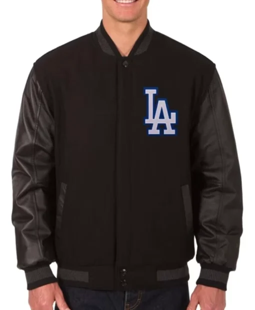 LA Dodgers Black Letterman Varsity Jacket