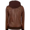 Leather With Removable Hood Bomber Jacket