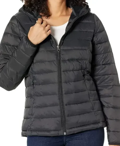 Lightweight Water Resistant Puffer Hooded Jacket