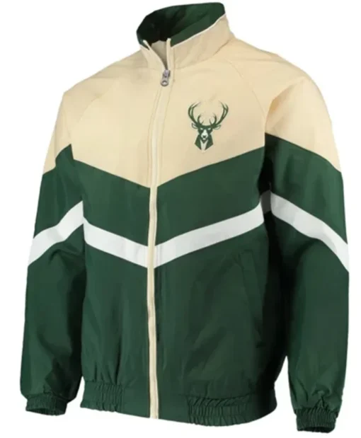Milwaukee Bucks Bank Shot Oxford Green And Cream Jacket