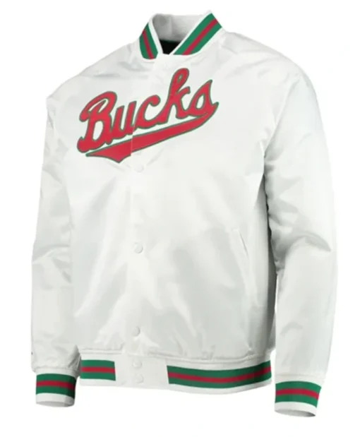 Milwaukee Bucks City Collection White Varsity Jacket