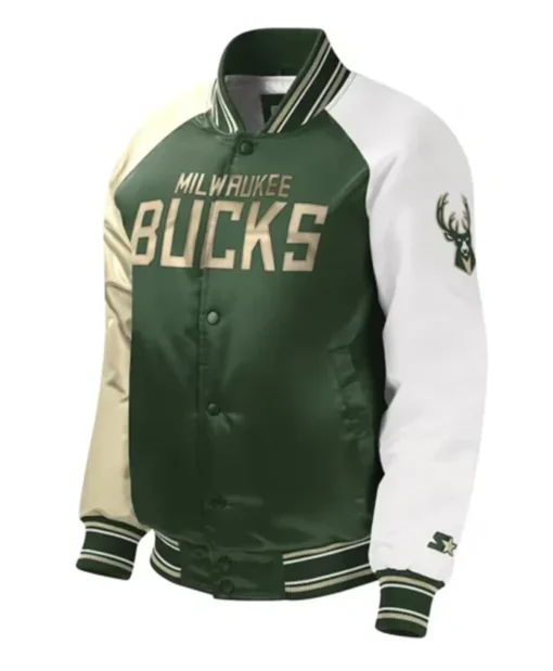 Milwaukee Bucks Youth Hunter Green Varsity Jacket