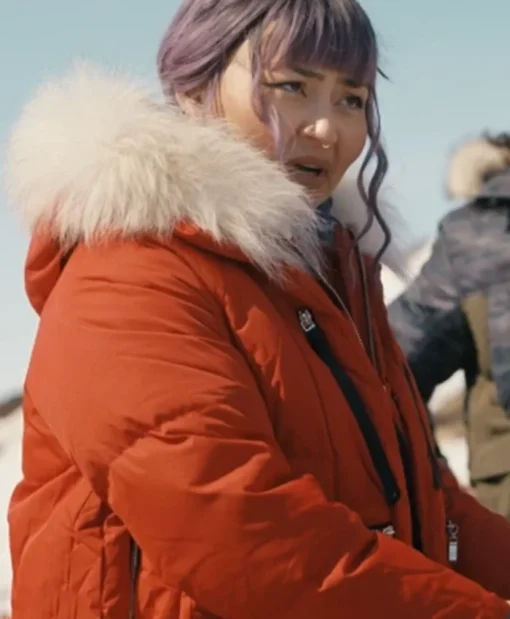 North Of North S01 Millie Red Puffer Hooded Jacket