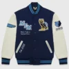 OVO Memphis Grizzlies Navy Blue And OFF-White Varsity Jacket
