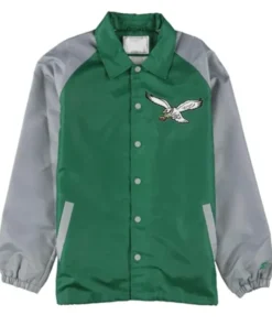 Philadelphia Eagles Throwback Logo Green And Grey Jacket
