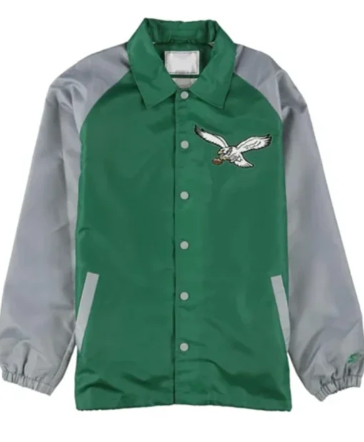 Philadelphia Eagles Throwback Logo Green And Grey Jacket