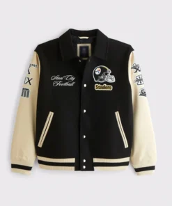 Pittsburgh Steelers Black And OFF-White Varsity Jacket