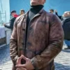 Red Notice Dwayne Johnson Brown Leather Coat
