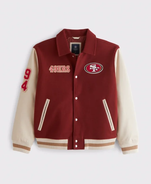San Francisco 49ers Red And OFF-White Varsity Jacket