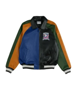 Stegaro Colorblock Bomber Leather Jacket
