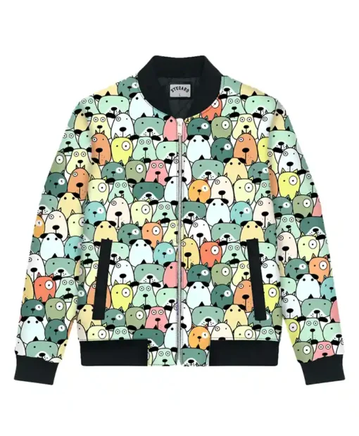 Stegaro Cute Dog Seamless Bomber Jacket